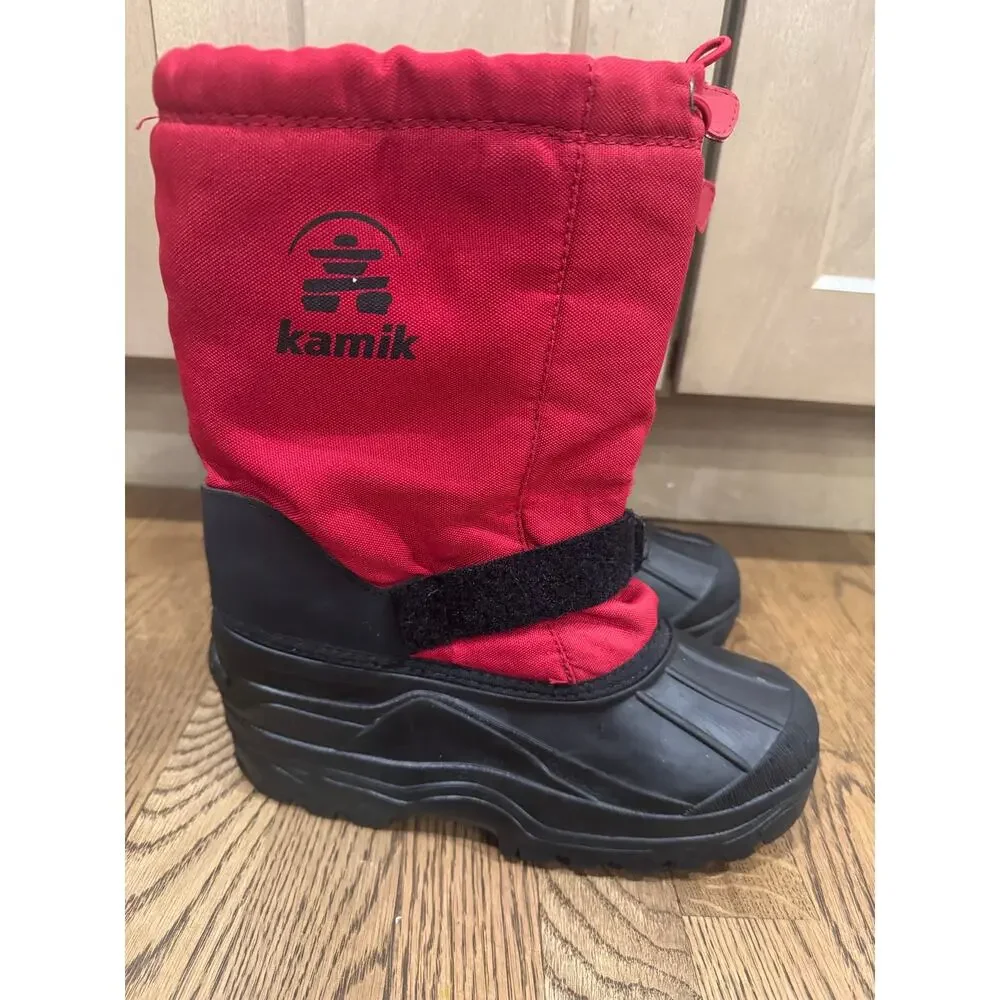 Kamik Waterbug Waterproof Insulated Snow Boots Red Black Kid Sz 6 Winter Outdoor